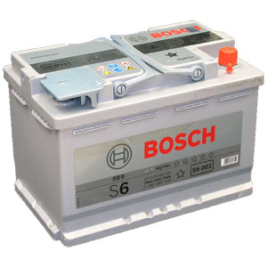 Автомобильный аккумулятор BOSCH S6 001 AGM (гелевый) HightTec 12V 70Ah 760A обратная полярность (0092S60010)